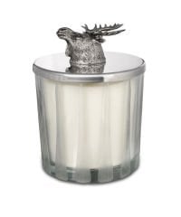 Geyik Başı Gümüş Kapaklı Cam Mum - (L)