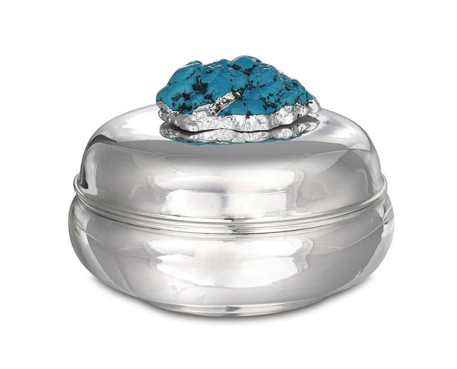 Turkuaz Taşlı Gümüş Mum (L)