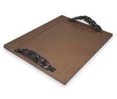 Asma Yapraklı Dikdörtgen Deri Tepsi