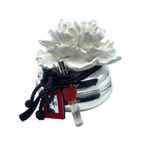 Kokulu Taş Çiçek Kapaklı Gümüş Mum L