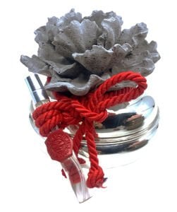 Kokulu Taş Çiçek Kapaklı Gümüş Mum L