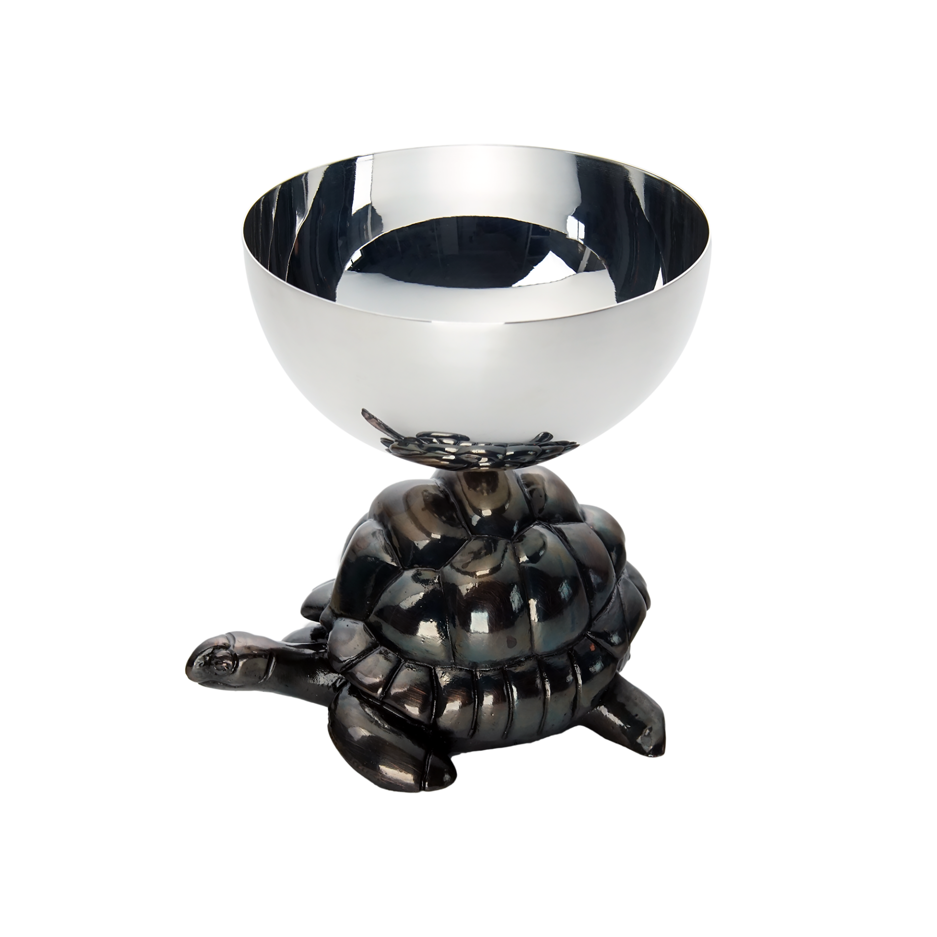 Kaplumbağa Gümüş Kaplama Tekli Çanak Kase