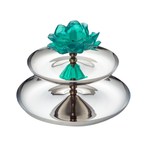 Yeşil Çiçekli İki Katlı Kurabiye - Pasta Sunumu