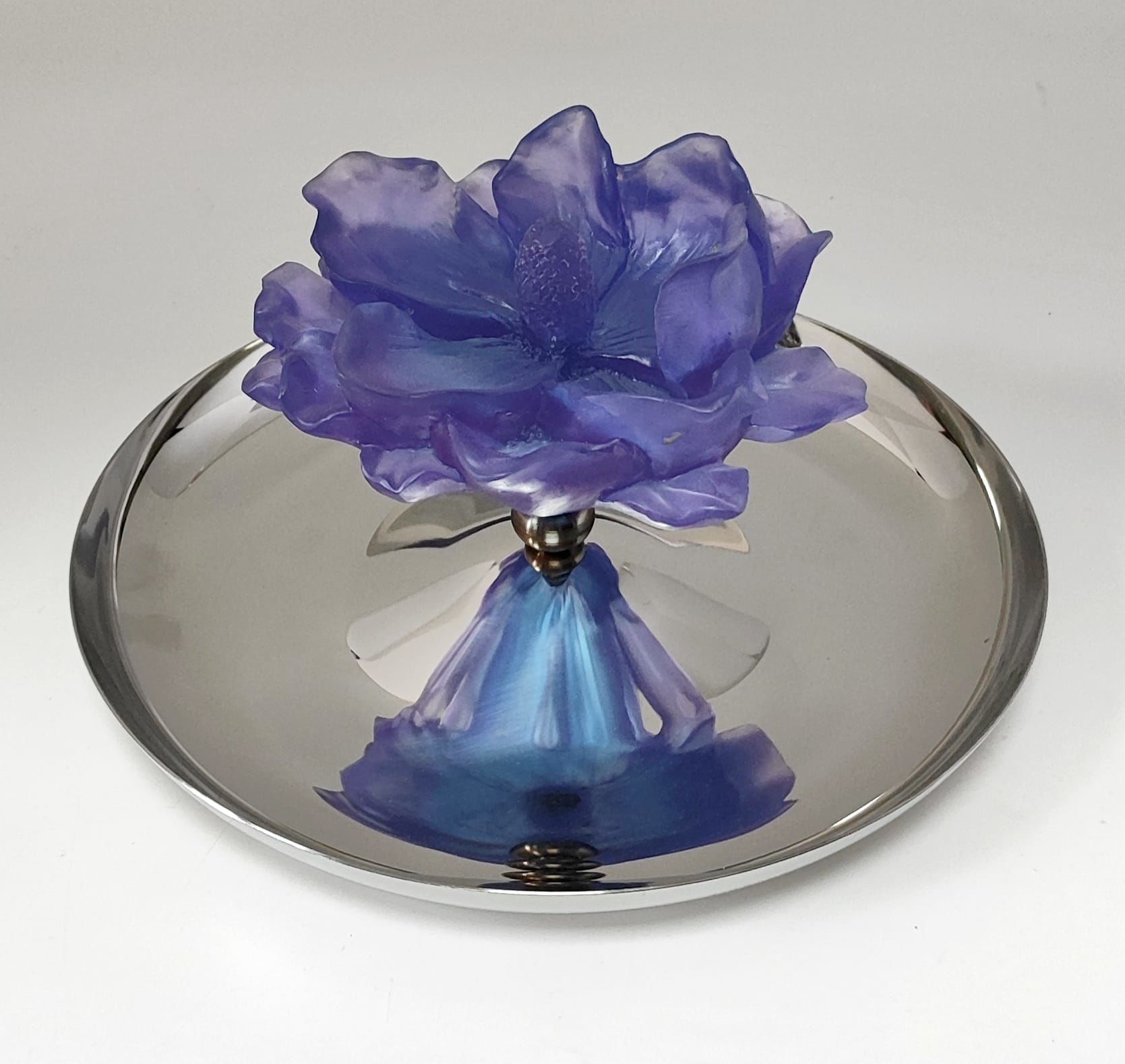 Mavi Akrelik Çiçekli Sunum Kasesi - Lokumluk (M)