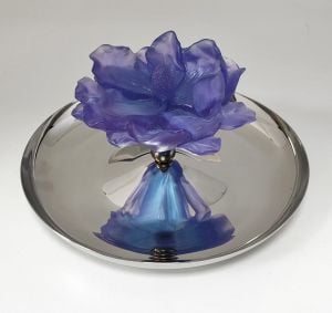 Mavi Akrelik Çiçekli Sunum Kasesi - Lokumluk (M)