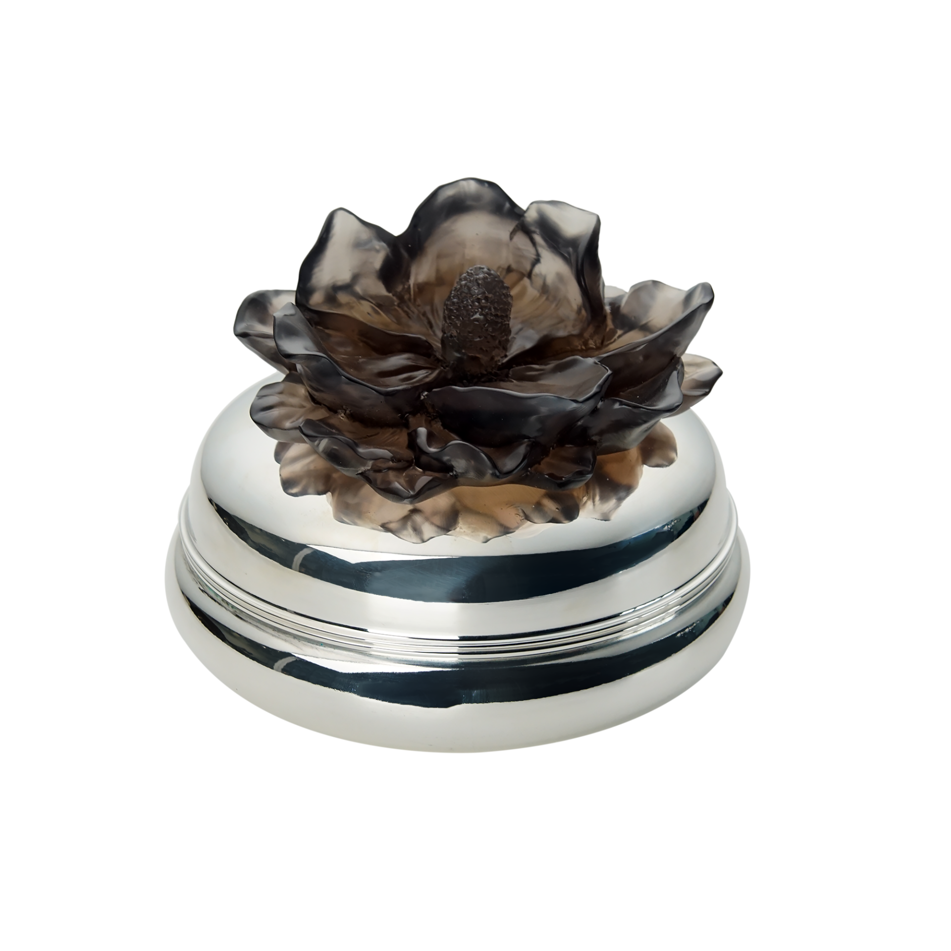 Antrasit Çiçekli Gümüş Kokulu Mum (L)