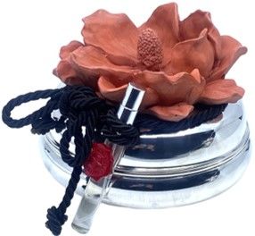 Kokulu Taş Çiçek Kapaklı Gümüş Mum (L)