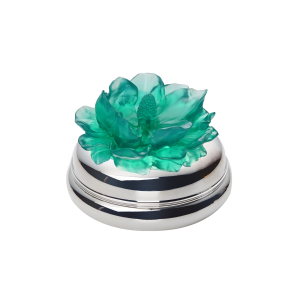 Yeşil Çiçek Kapaklı Gümüş Mum (L)