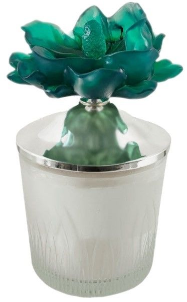 Yeşil Çiçekli Gümüş Kapaklı Cam Kavanoz Mum