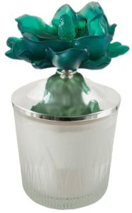 Yeşil Çiçekli Gümüş Kapaklı Cam Kavanoz Mum