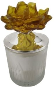 Amber Çiçekli Gümüş Kapaklı Cam Kavanoz Mum