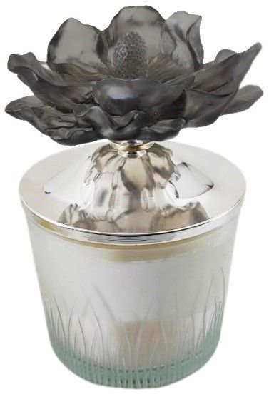 Siyah﻿ Çiçekli Cam Kavanoz Mum