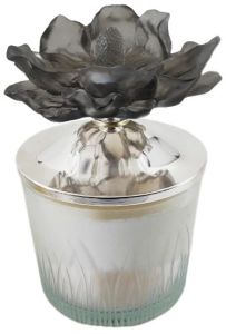 Siyah﻿ Çiçekli Cam Kavanoz Mum