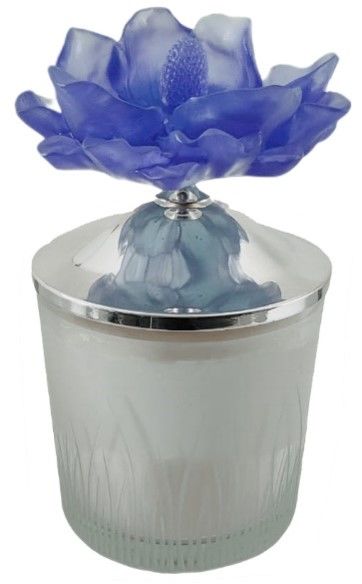 Mavi Çiçekli Cam Kavanoz Mum