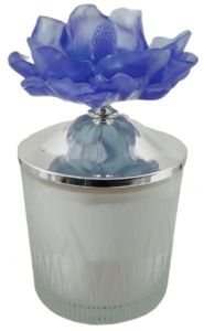 Mavi Çiçekli Cam Kavanoz Mum