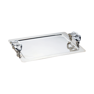 Zincir Tutacaklı Gümüş Kaplama Tepsi