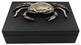 Yengeç Kapaklı Siyah Deri Kutu (L)