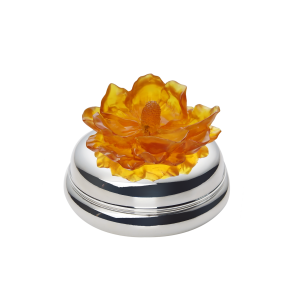 Kokulu Turuncu Çiçek Kapaklı Gümüş Mum ( M )