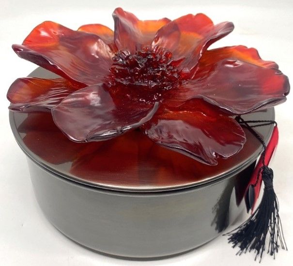 Kırmızı Çiçekli Antik Kokulu Mum (L)