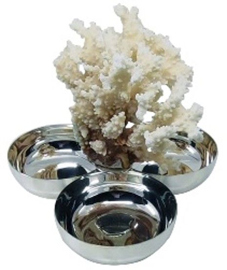 Beyaz Mercanlı Gümüş Kaplama  Üçlü Çerezlik