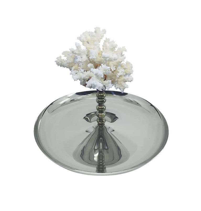 Beyaz Mercanlı Gümüş Kaplama Sunum Kasesi (M)