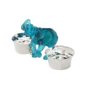 Yeşil Renkli Fil Figürlü Gümüş Kaplama İkili Çerezlik