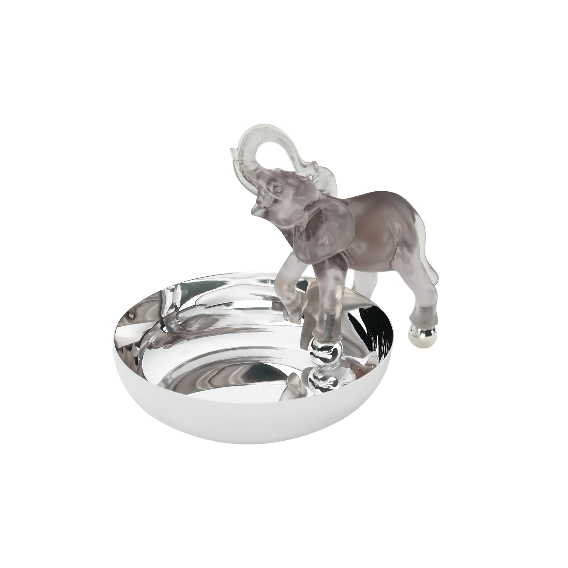 Antrasit Renkli Fil Figürlü Gümüş Kaplama Tekli Kase