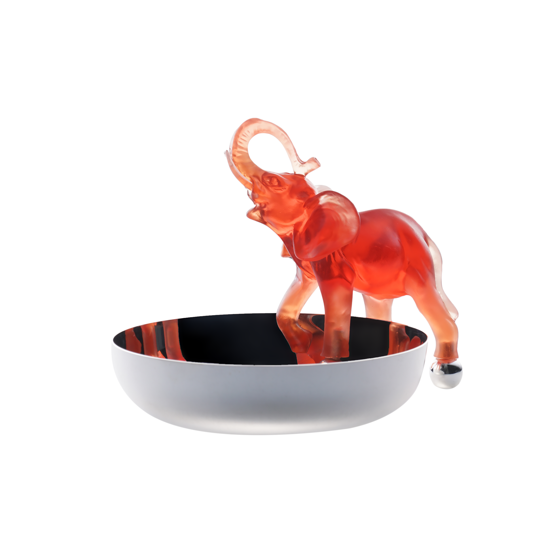 Kırmızı Renkli Fil Figürlü Gümüş Kaplama Tekli Kase (M)