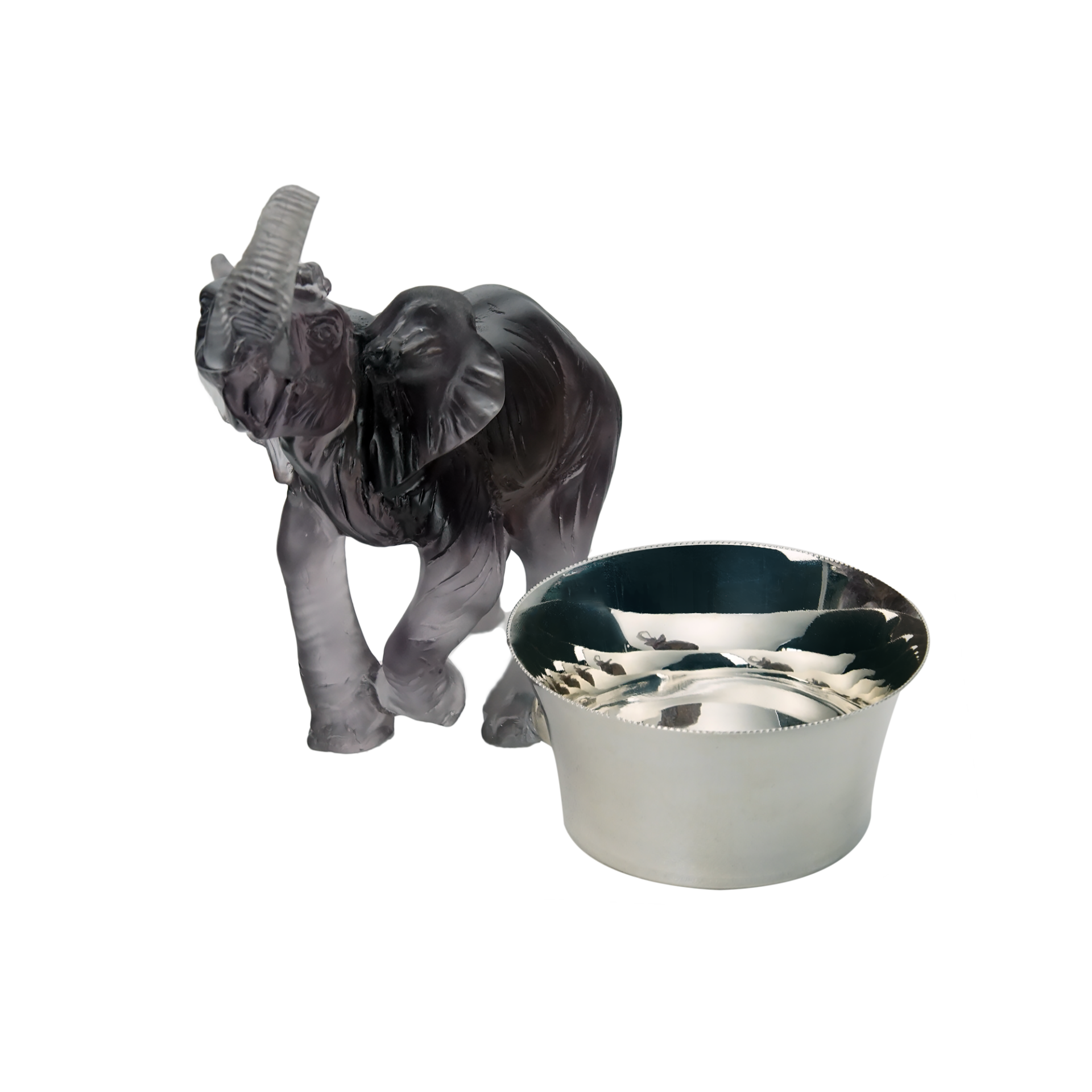 Antrasit Renkli Fil Figürlü Gümüş Kaplama Tekli Çerezlik