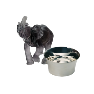 Antrasit Renkli Fil Figürlü Gümüş Kaplama Tekli Çerezlik