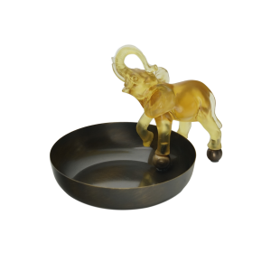 Sarı Renkli Fil Figürlü Gümüş Kaplama Tekli Kase (M)