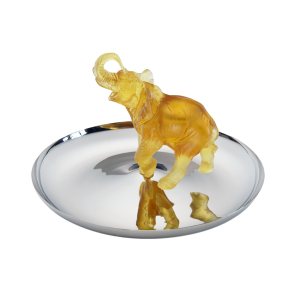 SarıRenkli Fil Figürlü Gümüş Kaplama Sunu Kasesi - Lokumluk (M)