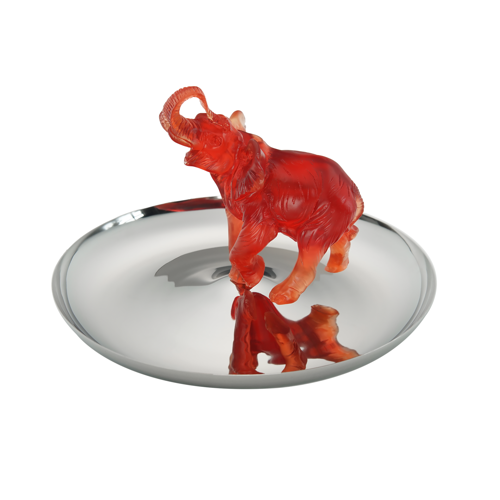 Kırmızı Renkli Fil Figürlü Gümüş Kaplama Sunu Kasesi - Lokumluk (L)