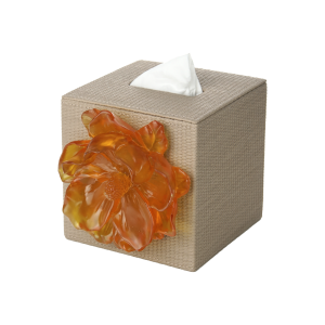 Turuncu Renkli Çiçek Figürlü Deri Peçetelik