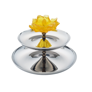 Sarı Çiçekli İki Katlı Kurabiye - Pasta Sunumu