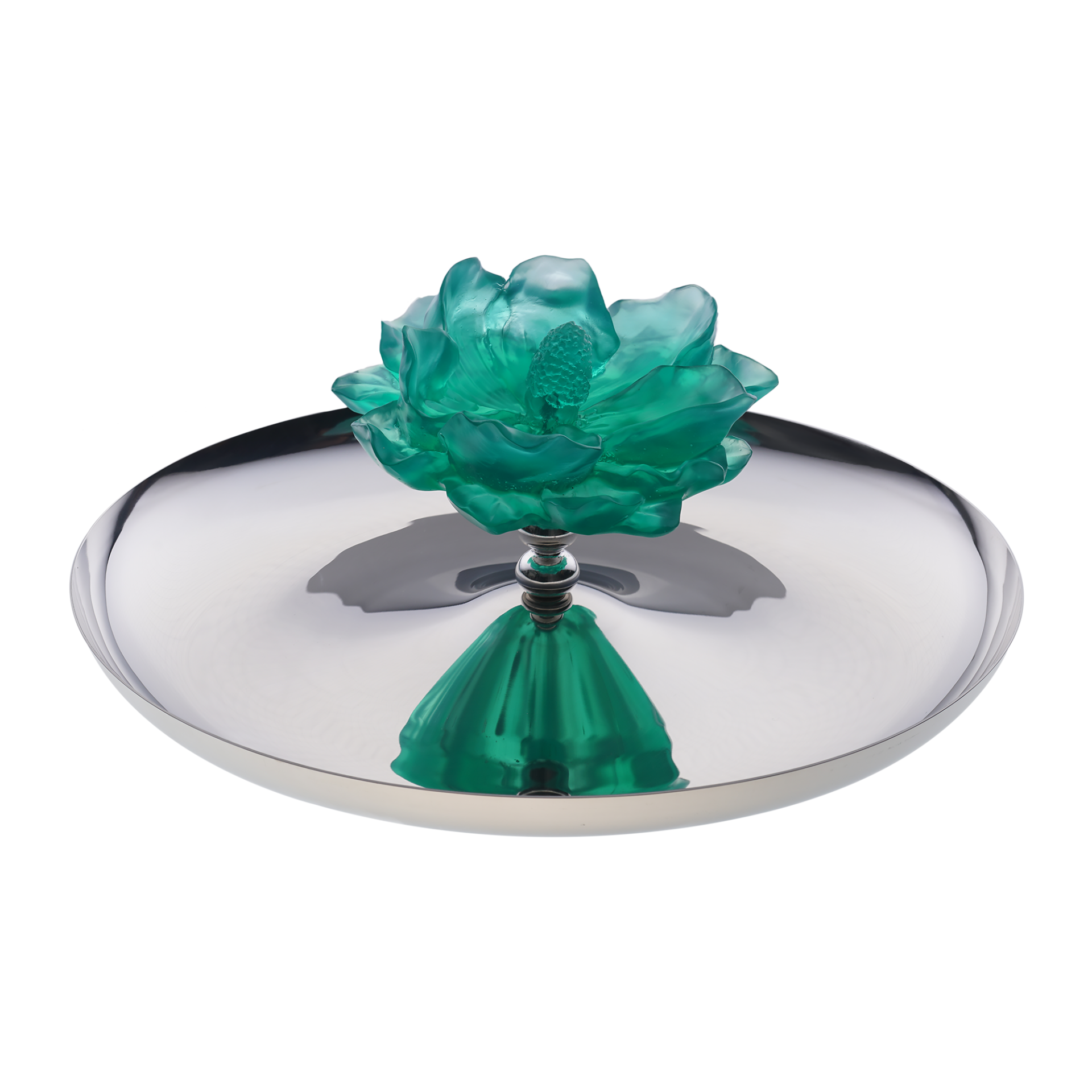 Yeşil Çiçekli Gümüş Kaplama Sunum Kasesi - Lokumluk (L)