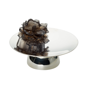 Füme Renkli Çiçekli Gümüş Kaplama Sunum Tabağı - Lokumluk