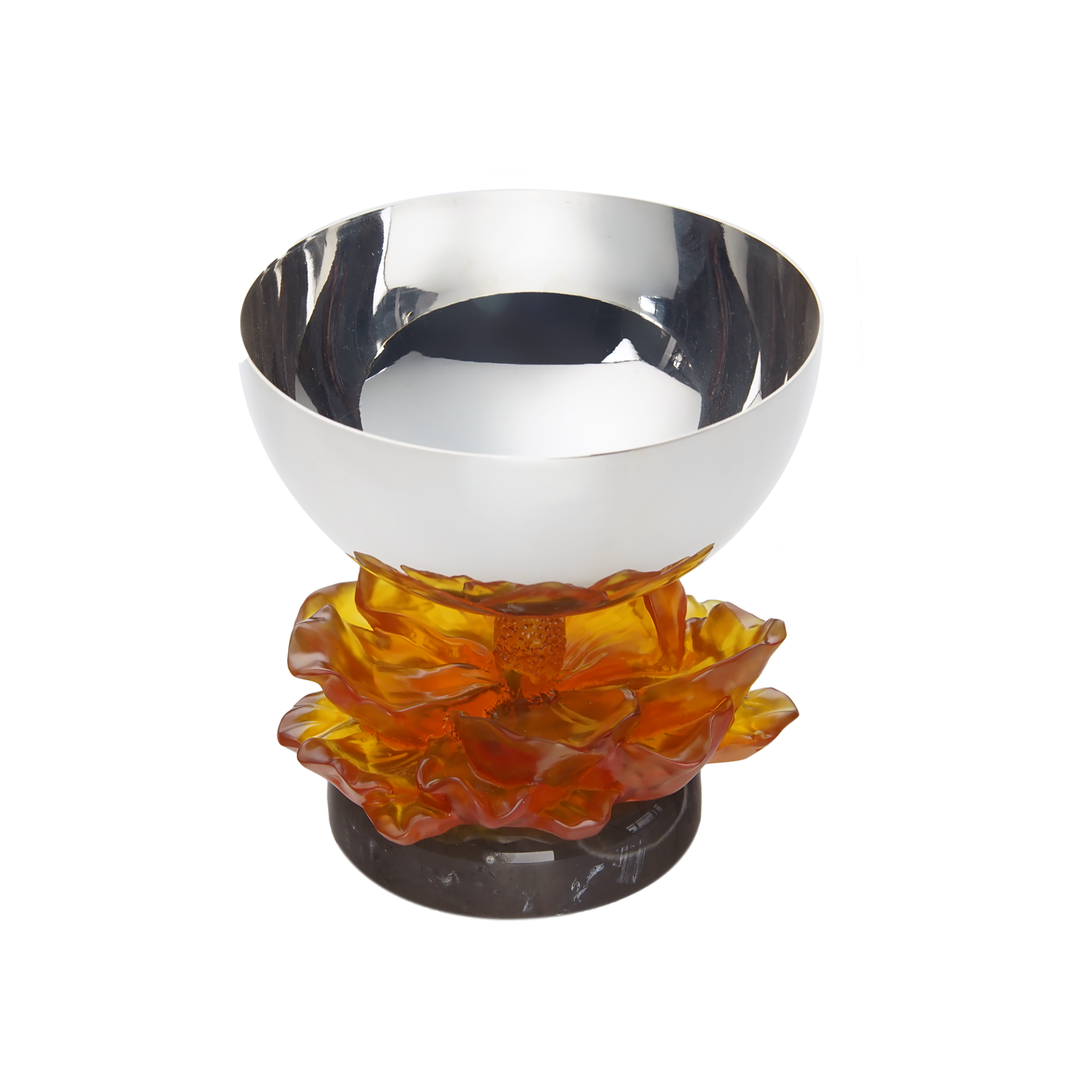 Mermer Kaideli Amber Çiçekli Gümüş Kaplama Kase