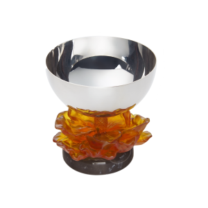 Mermer Kaideli Amber Çiçekli Gümüş Kaplama Kase