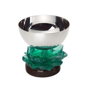 Mermer Kaideli Yeşil Amber Çiçekli Gümüş Kaplama Kase