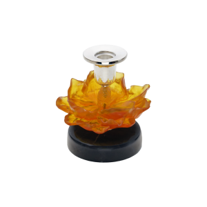 Mermer Kaideli Turuncu Çiçekli Gümüş Kaplama Şamdan