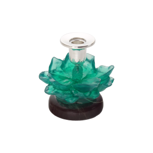 Yeşil Çiçekli Gümüş Kaplama Şamdan