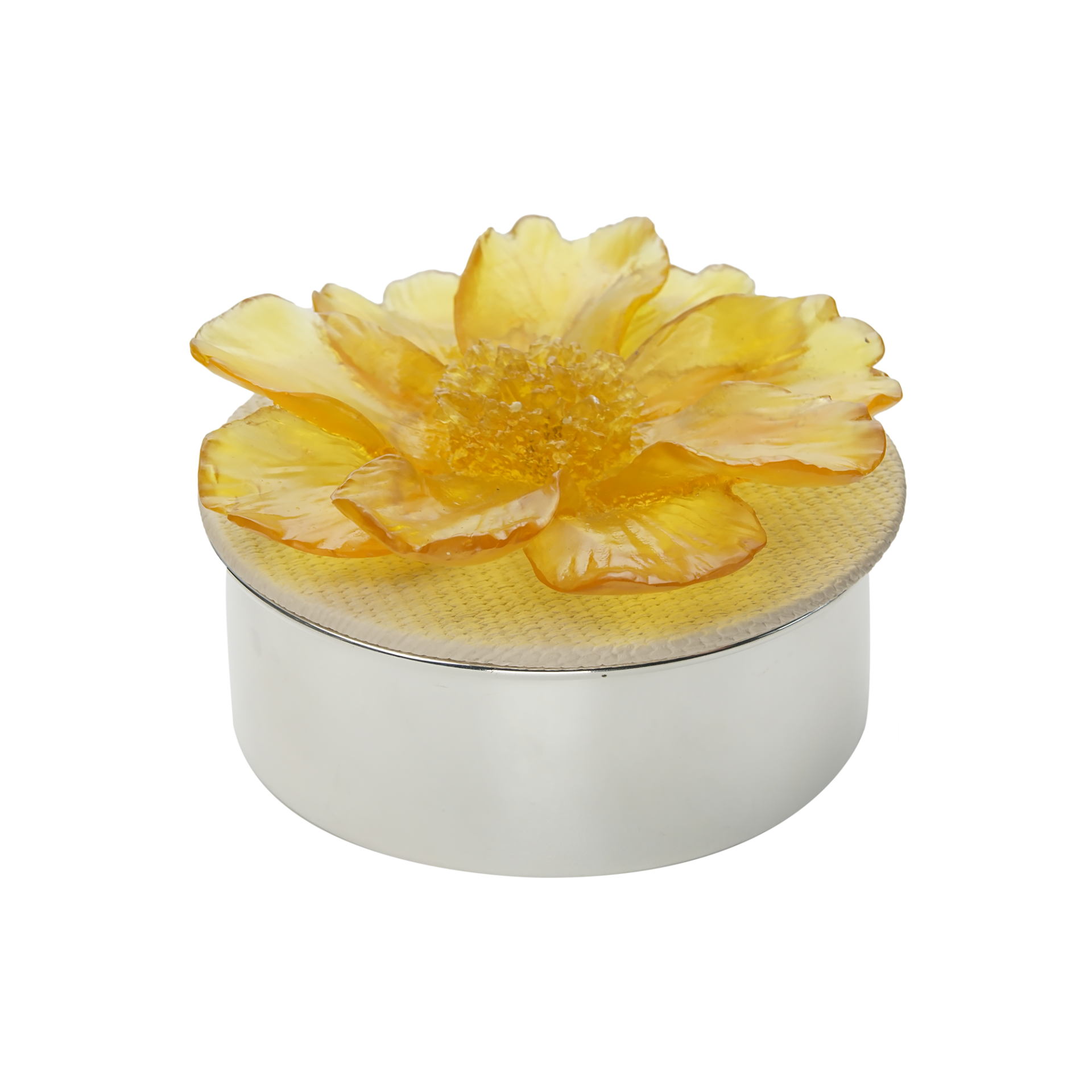 Sarı Çiçek Deri Kapaklı Antik Kaplama Kokulu Mum (L)