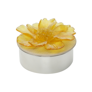 Sarı Çiçek Deri Kapaklı Antik Kaplama Kokulu Mum (L)