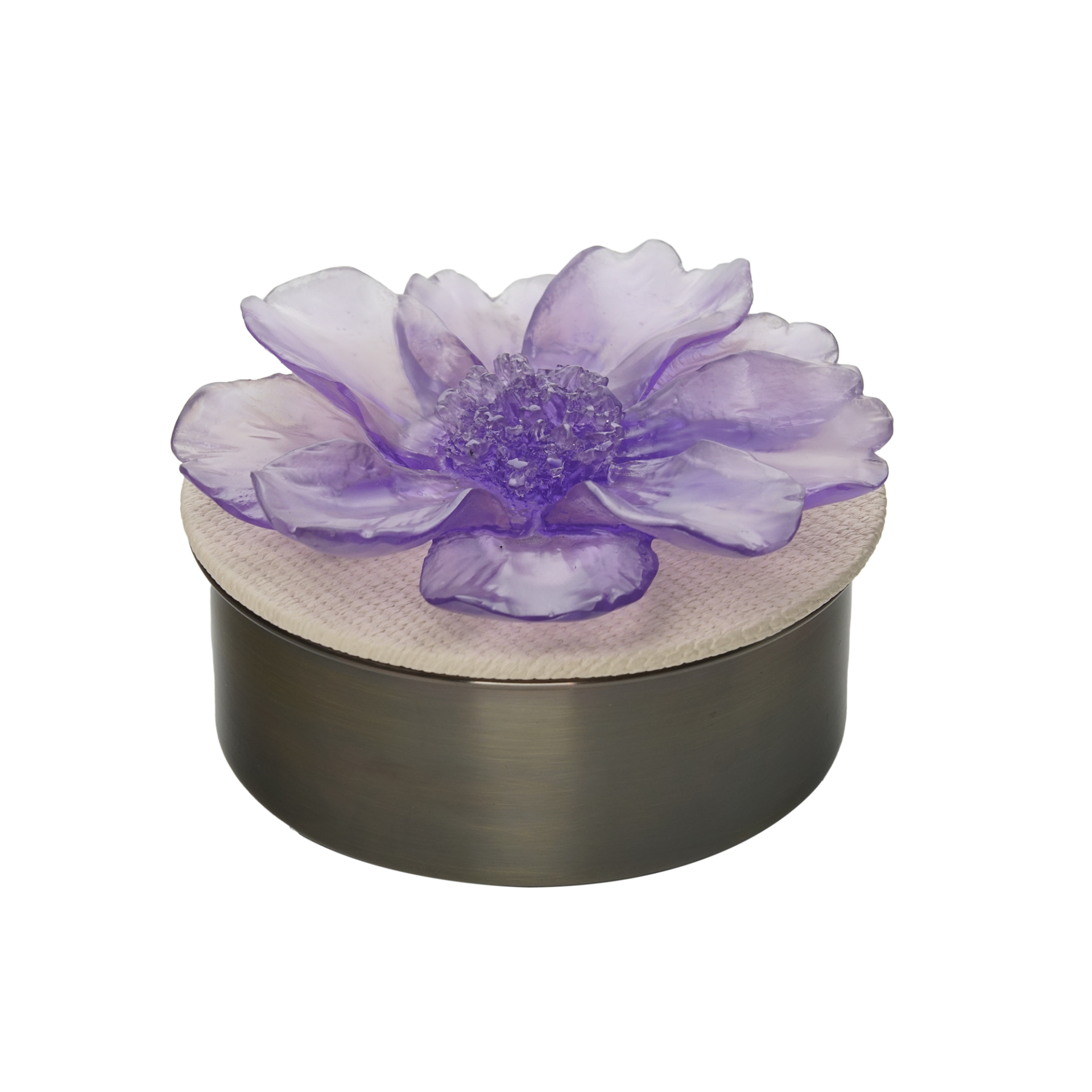 Mor Çiçek Deri Kapaklı Antik Kaplama Kokulu Mum (L)