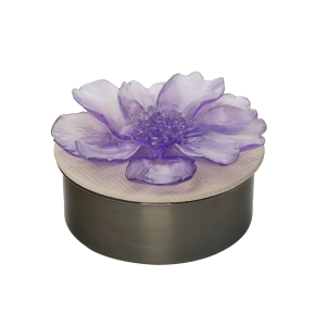 Mor Çiçek Deri Kapaklı Antik Kaplama Kokulu Mum (L)