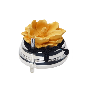 Kokulu Sarı Çiçek Kapaklı Gümüş Mum ( L )