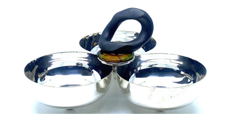 Soyut Koleksiyon Gümüş Kaplama Üçlü Çerezlik