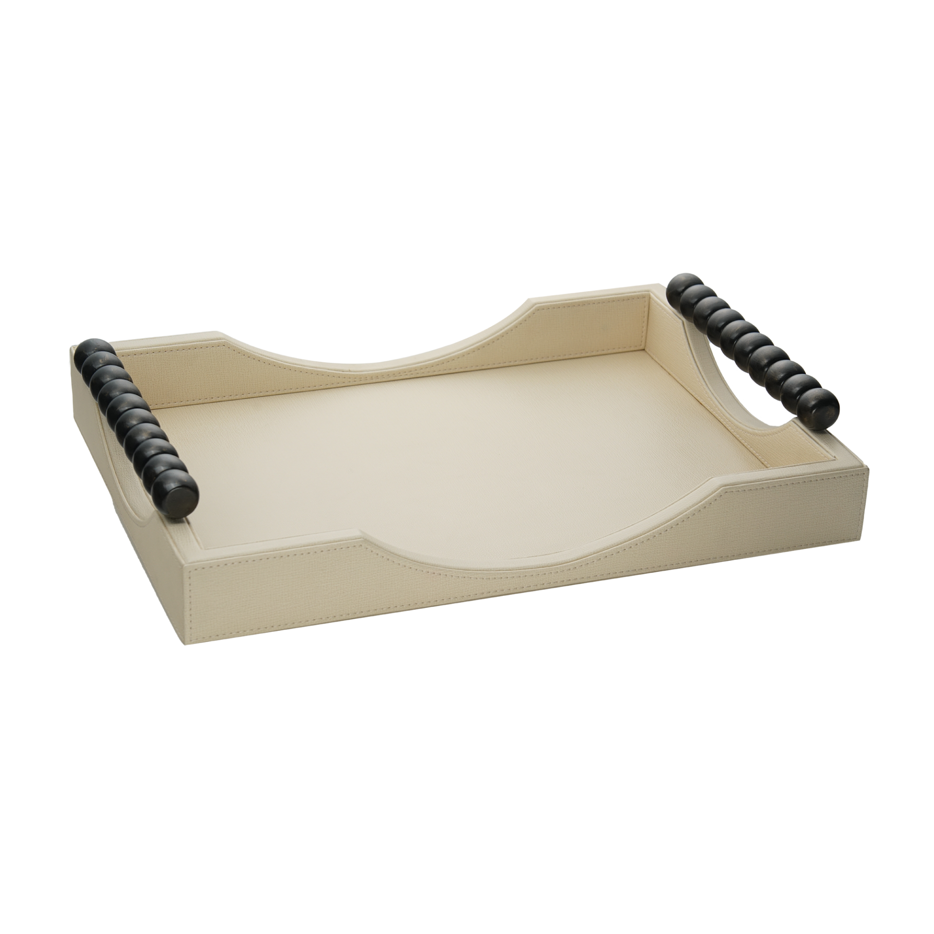 Ahşap Kulplu Deri Tepsi