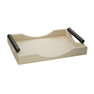 Ahşap Kulplu Deri Tepsi